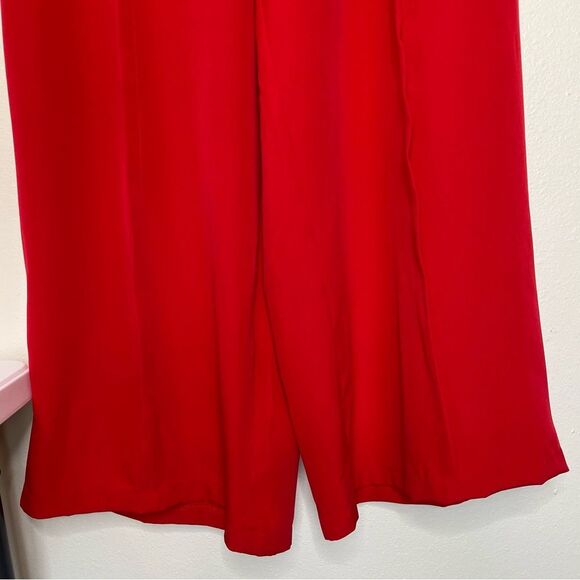 NWT Ashley Stewart Pintuck Wide Leg Red Palazzo Pants High Rise Pockets Women 18 - Picture 5 of 14
